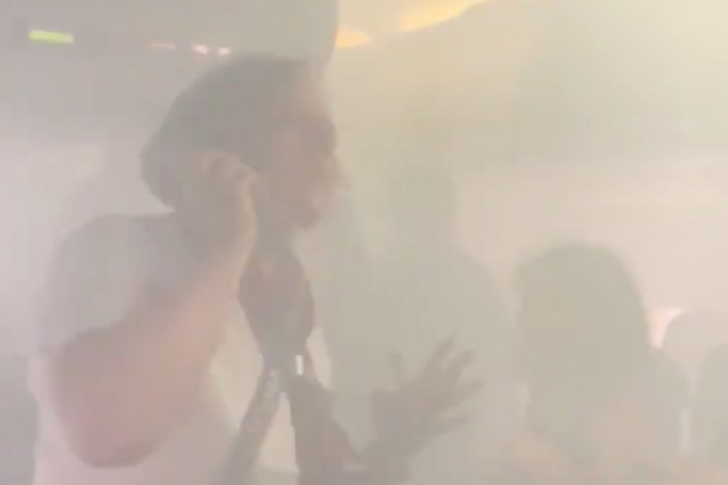 Passengers shared videos on Twitter that appeared to show the smoke-filled cabin. Photo: Reuters