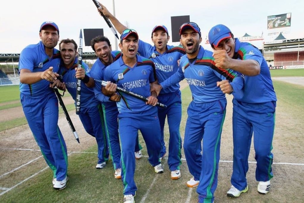 Afghanistan’s national cricket team in 2015, led by then captain Mohammad Nabi. Photo: Khaama Press