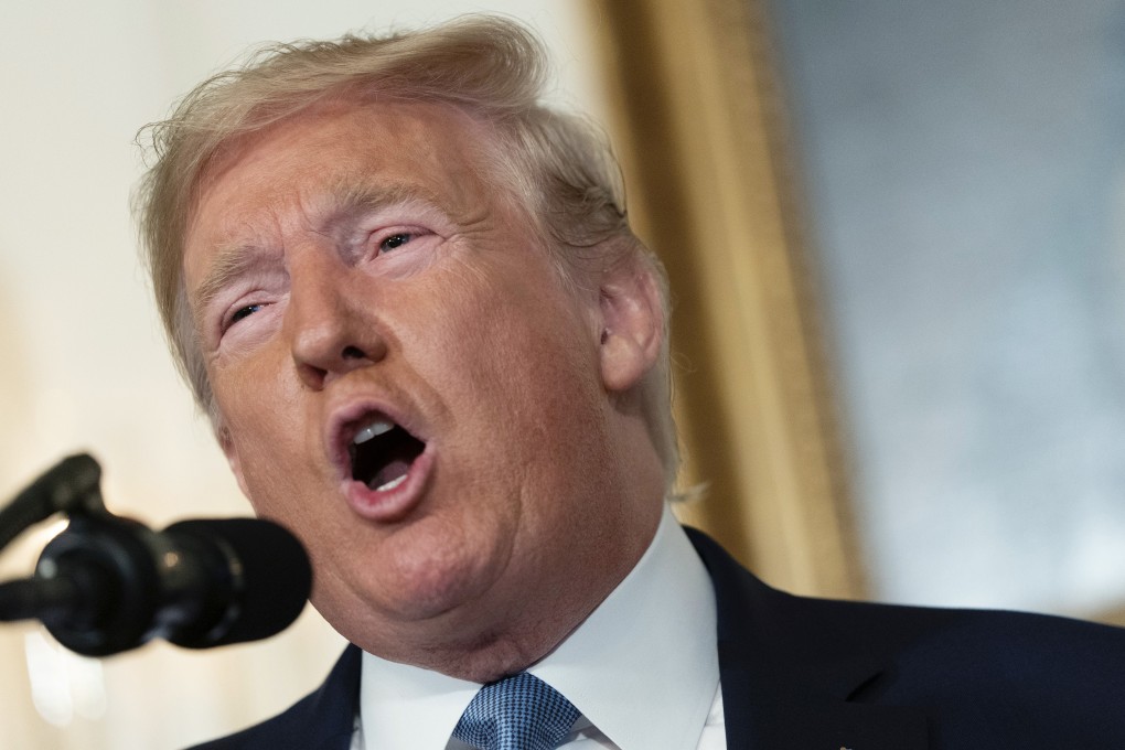 US President Donald Trump speaks at the White House on Monday. Photo: Pool via Bloomberg