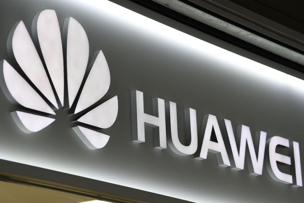 The Huawei logo on display in Osaka in May. Photo: Kyodo