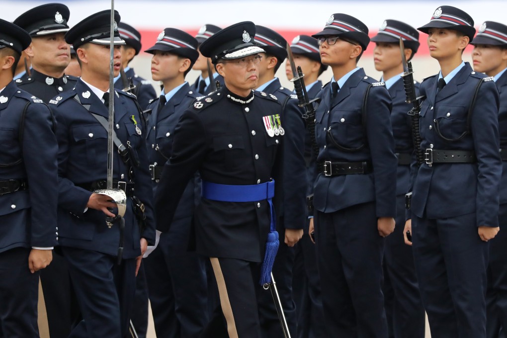 Alan Lau (centre), then the deputy police commissioner, at a police parade in November 2018. Photo: Edward Wong