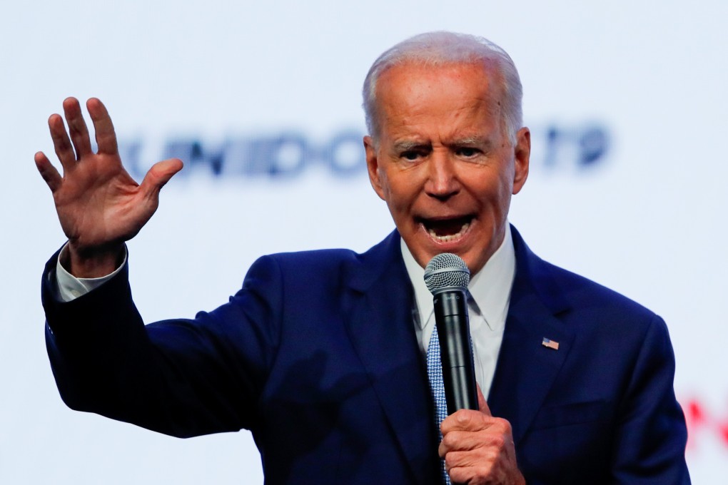 Democratic presidential candidate Joe Biden speaks at a conference in San Diego on Monday. Photo: Reuters