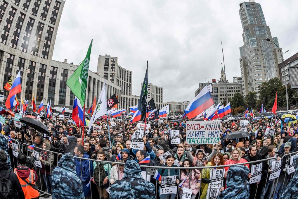 Protesters attend a rally in Moscow. Photo: AFP