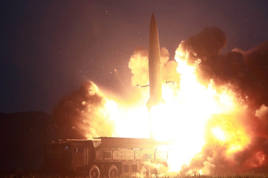 A photo released on Wednesday shows a Tuesday missile launch from an undisclosed location in North Korea. Photo: KCNA via AFP