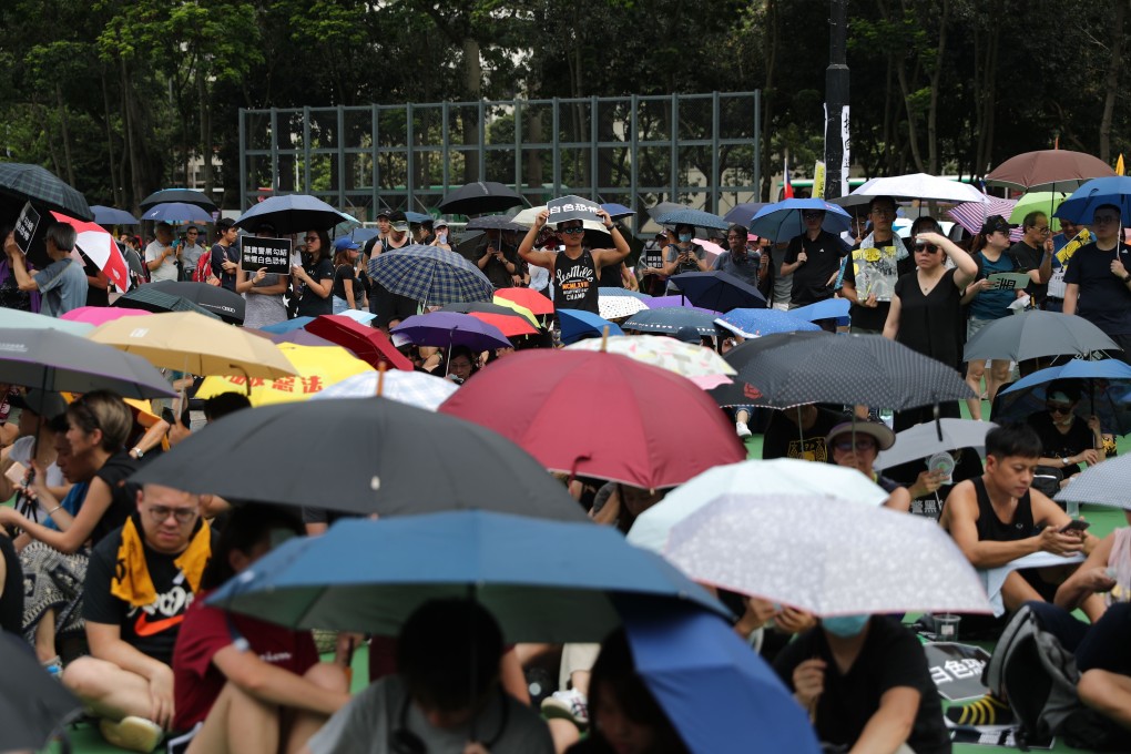 The scene at Victoria Park in Causeway Bay, where an approved rally is under way. Photo: Sam Tsang