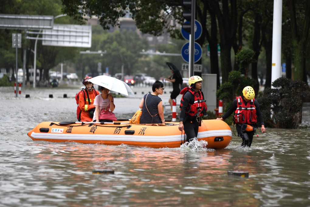 Flooding in Wenling city in Zhejiang province. Photo: Xinhua