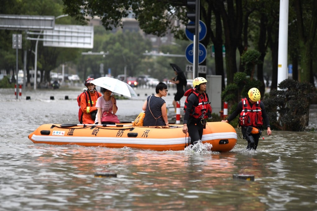 Flooding in Wenling city in Zhejiang province. Photo: Xinhua