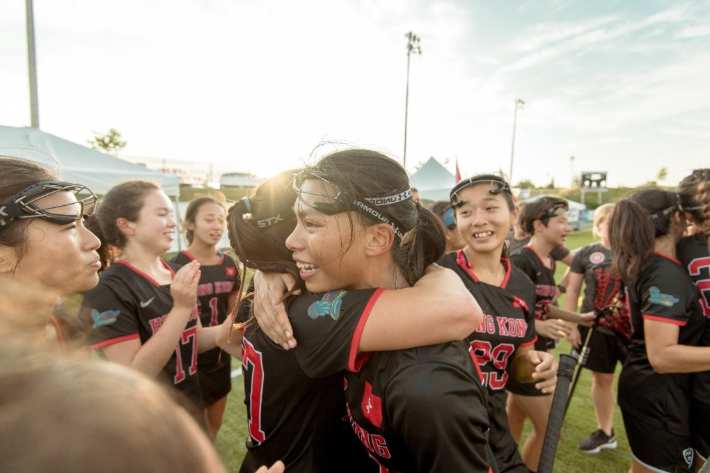 Hong Kong players celebrate after beating Czech Republic at the Lacrosse U19 Women’s World Cup in Canada. Photos: HKLA