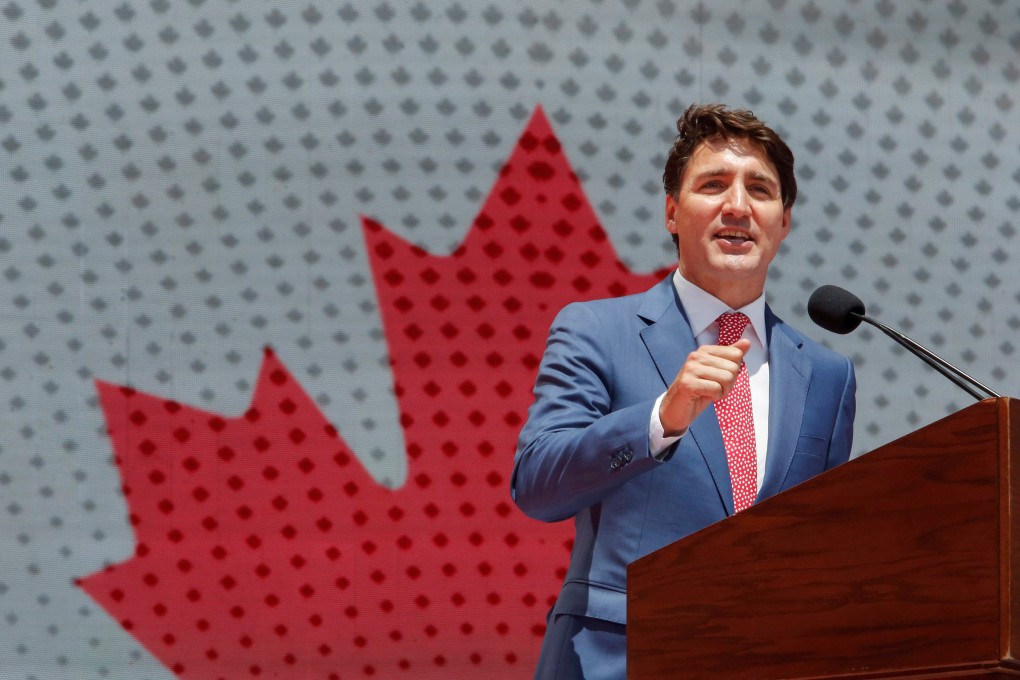 Canadian Prime Minister Justin Trudeau speaks during Canada Day festivities on Parliament Hill in Ottawa in July. Photo: Reuters