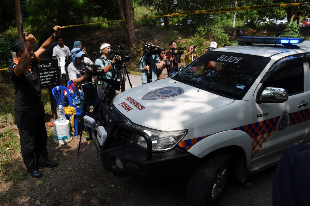 A police vehicle is seen at the Dusun Resort in Malaysia. Photo: AFP