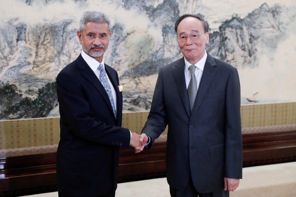 Indian External Affairs Minister Subrahmanyam Jaishankar meets Chinese Vice-President Wang Qishan in Beijing on Monday. Photo: Reuters