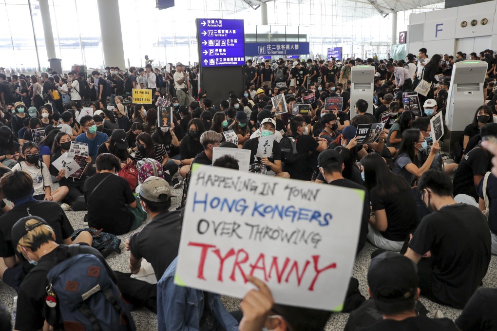 Anti-government protesters return to Hong Kong International Airport on Tuesday. Photo: Sam Tsang