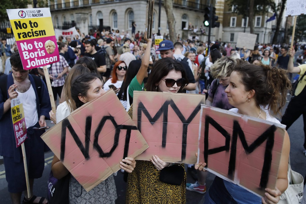 Demonstrators protest against Britain's new prime minister Boris Johnson outside Downing Street in London in July. Photo: AFP