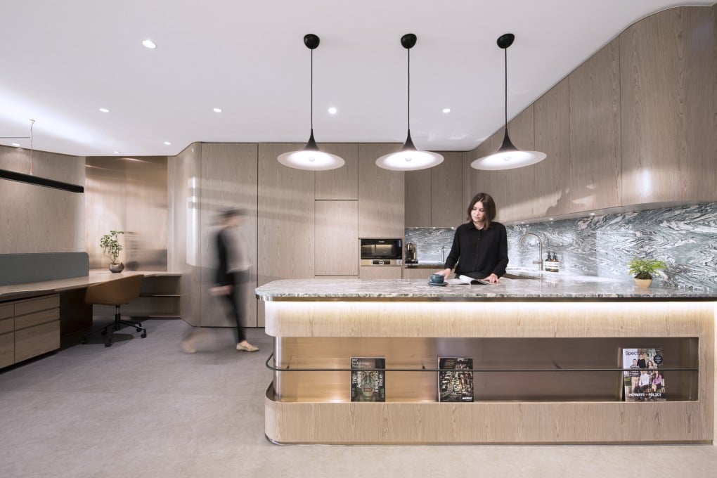 The Bean Buro-designed Sapientia Investment Consulting’s office in IFC Two, Hong Kong. The designers wanted to keep in mind the increasing trend of employees working from home or doing personal things in the office. Photo: Bean Buro