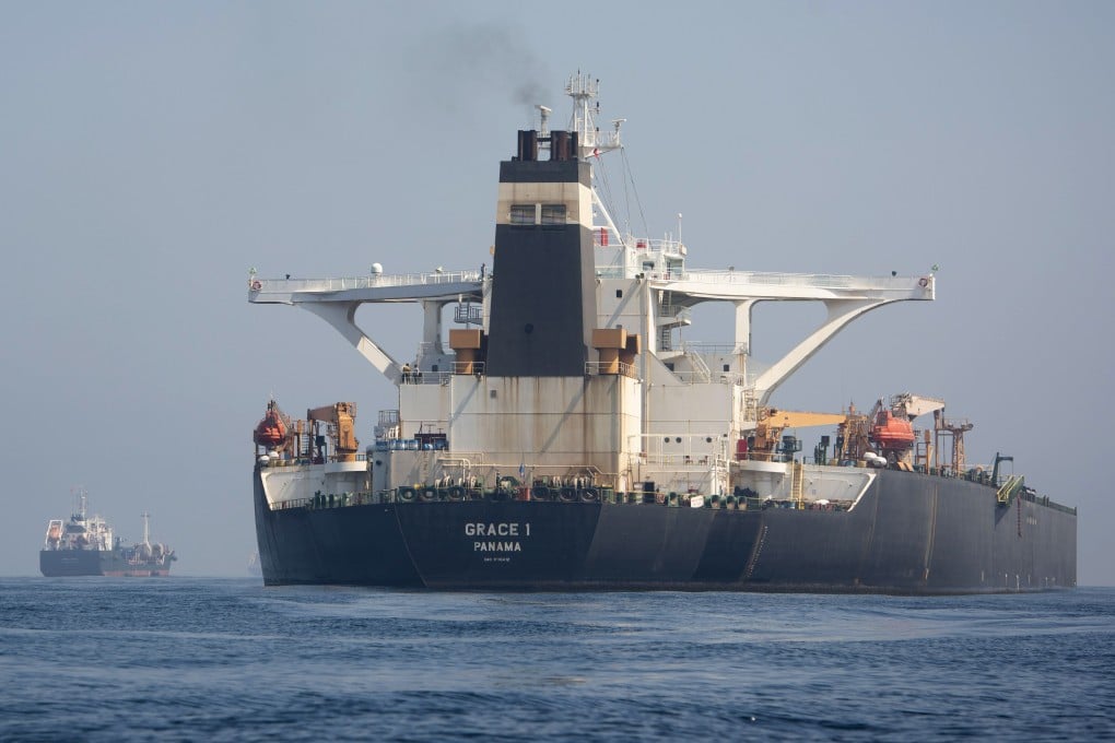 A view of the Grace 1 supertanker at anchor in the British territory of Gibraltar on Thursday. Photo: AP