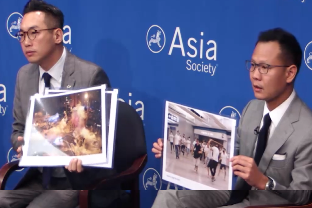 Hong Kong pro-democracy lawmakers Alvin Yeung (left) and Dennis Kwok in New York on Thursday. Photo: The Asia Society
