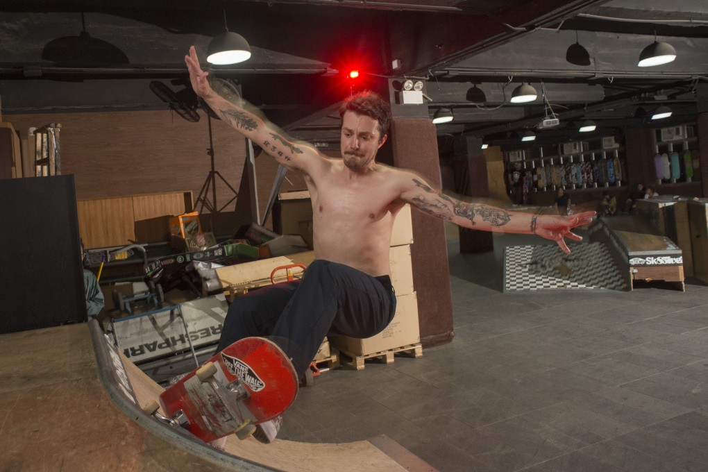 Brian Smith, skateboarder, performs at the 8FIVE2SHOP / Vans Sk85ive2, one of many skateparks in Hong Kong. Photo: Antony Dickson
