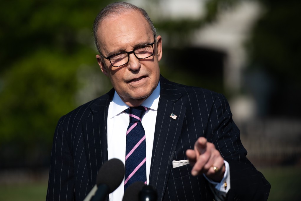 White House economic adviser Larry Kudlow speaks to the media on the driveway of the White House. Photo: AFP
