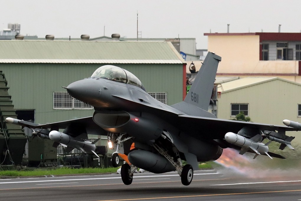 A Taiwan Air Force F-16V takes off during a drill in May. Photo: EPA-EFE