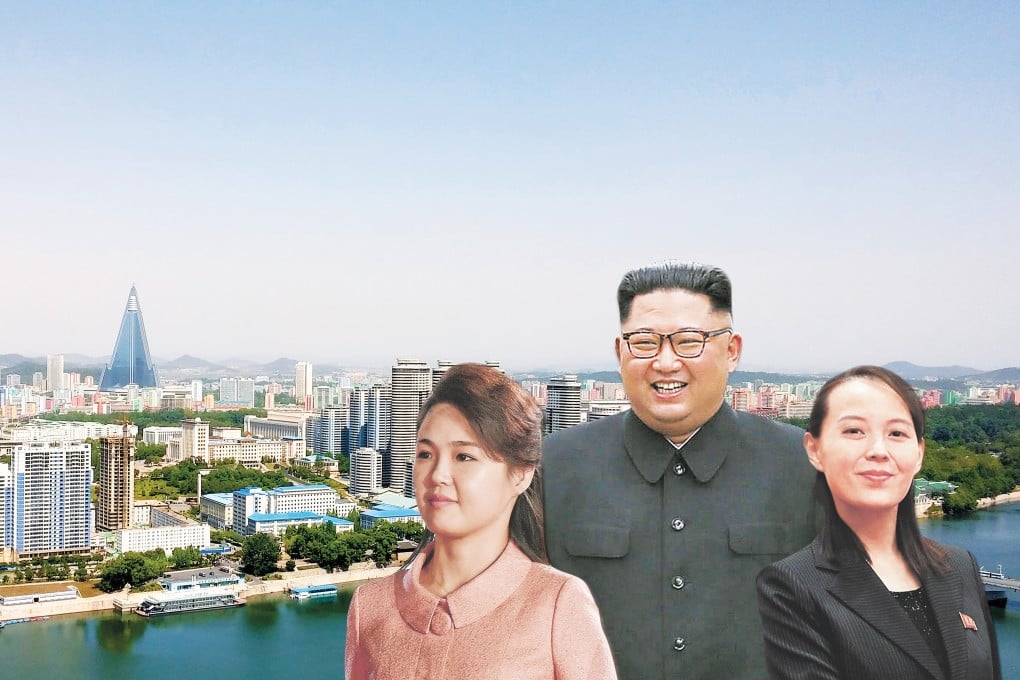 Kim Jong-un, first lady Ri Sol-ju (left) and first sister Kim Yo-jong.