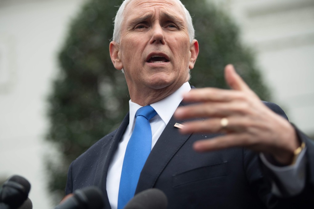 US Vice-President Mike Pence speaks to the media in Washington in January. Photo: AFP
