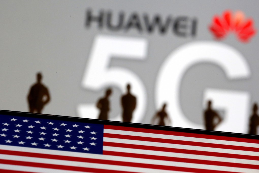 Small toy figures are seen in front of a Huawei and 5G network logo in this illustration picture taken in March. Photo: Reuters