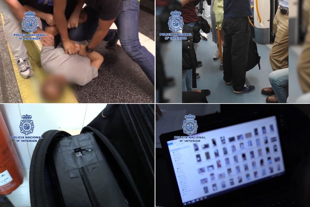 The man allegedly used a mobile phone concealed inside a backpack which he placed on the ground to take pictures up women’s skirts in Madrid without their consent. Photo: AFP