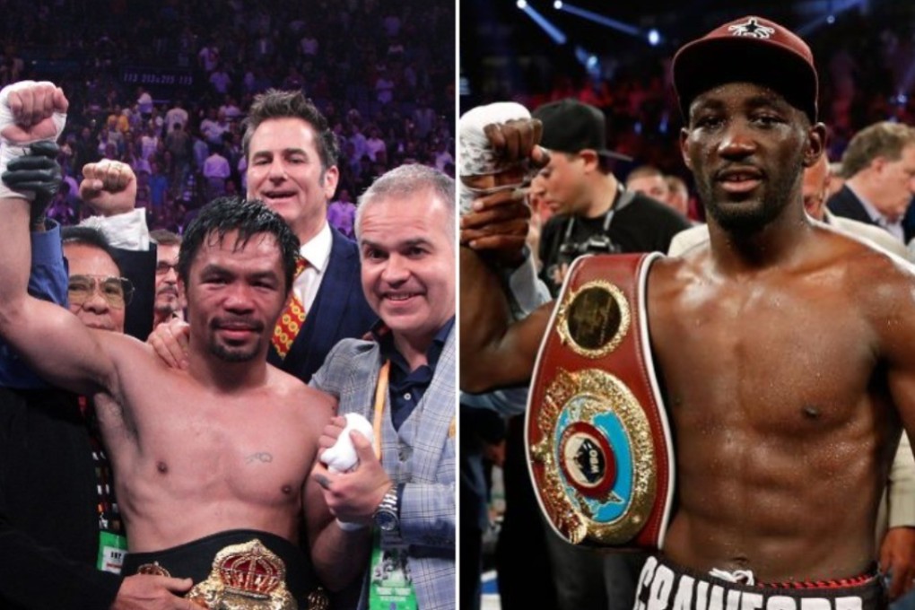 Manny Pacquiao (left) after his win against Keith Thurman, and Terence Crawford after beating Jeff Horn. Photos: AFP