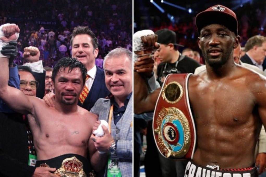 Manny Pacquiao (left) after his win against Keith Thurman, and Terence Crawford after beating Jeff Horn. Photos: AFP