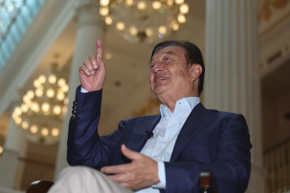 Huawei founder Ren Zhengfei speaks during an interview at the company’s campus in Shenzhen on Tuesday. Photo: AP