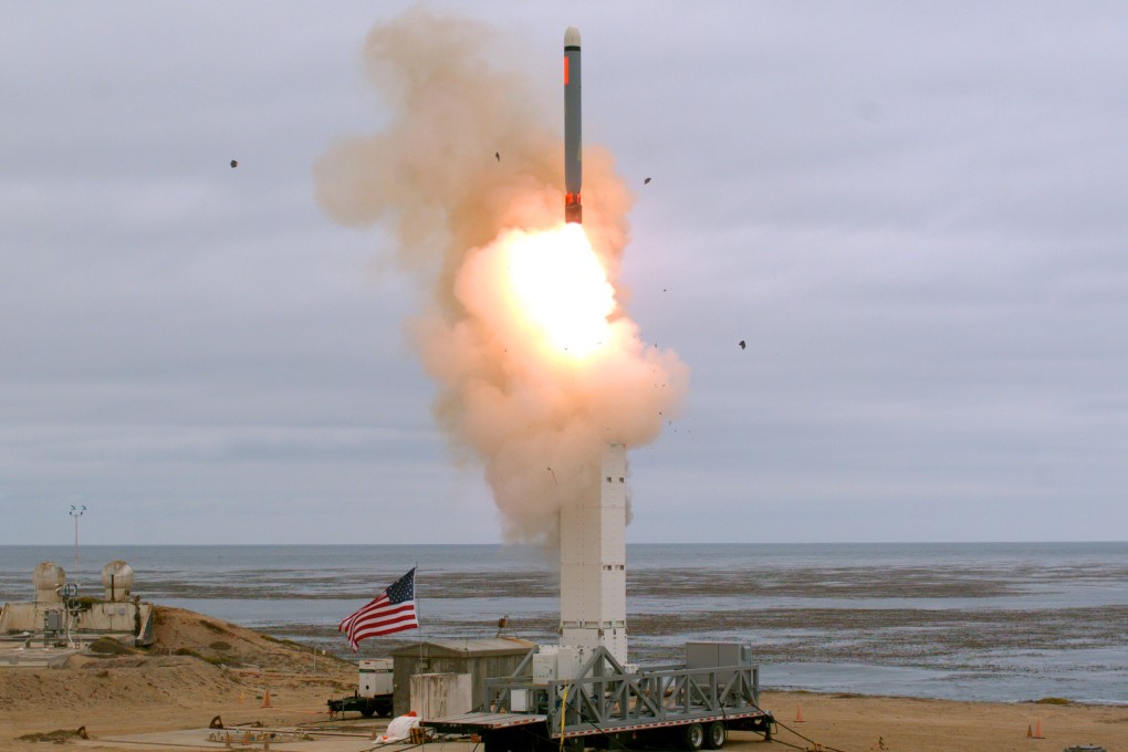 The launch of the US cruise missile on San Nicolas Island on Sunday. Photo: AP