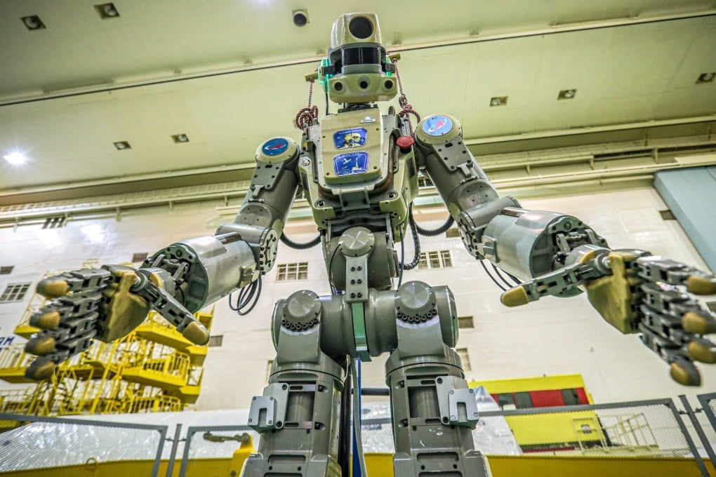 Russian humanoid robot Skybot F-850, or Fedor, being tested in July. Photo: AFP