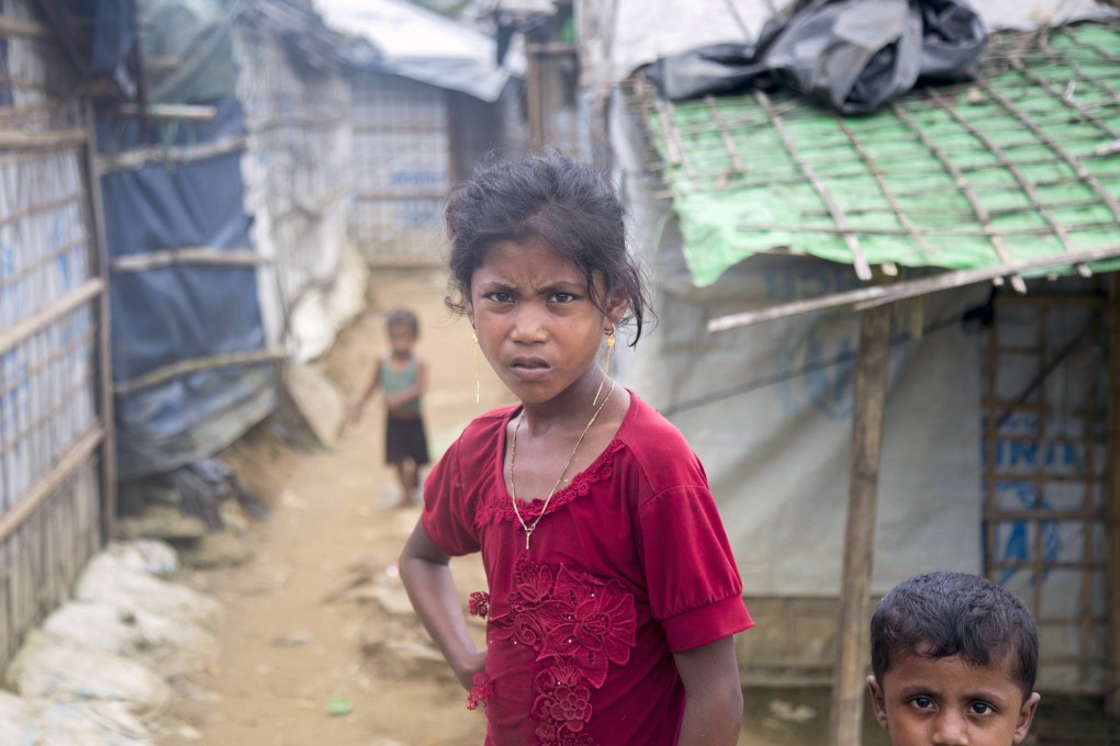 A Rohingya girl in a refugee camp in Cox’s Bazar, Bangladesh, on Thursday. Photo: EPA-EFE