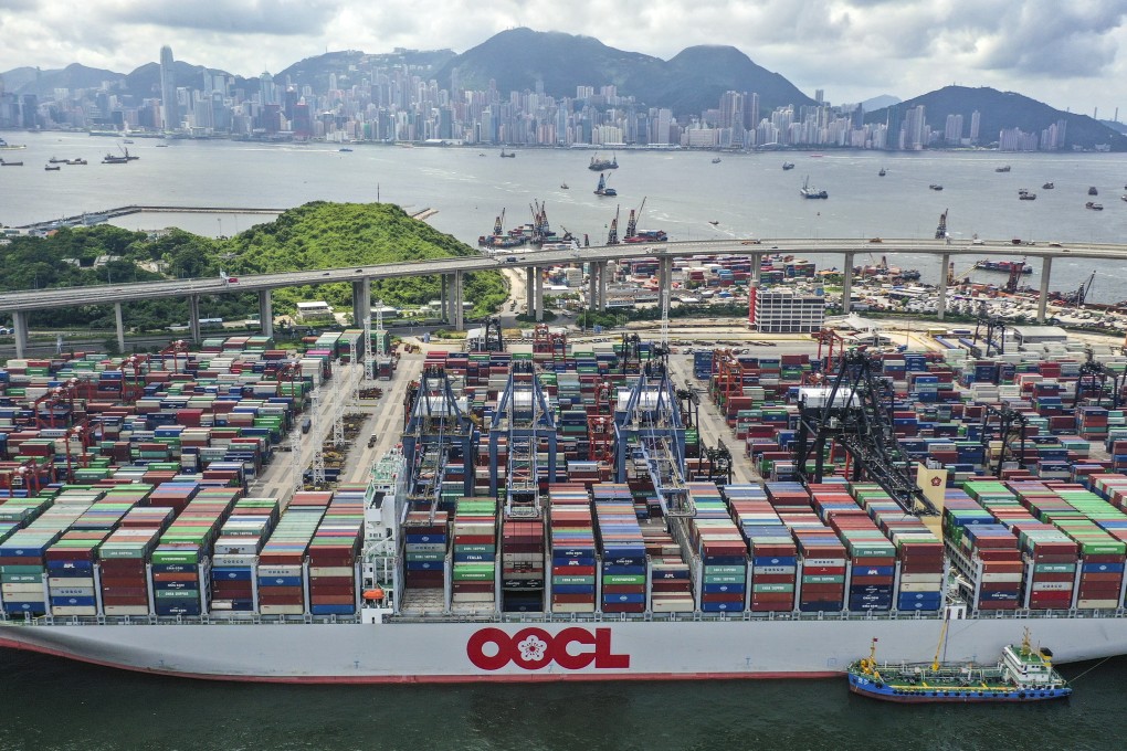 The OOCL Hong Kong, one of the world’s largest container ships, at the Hong Kong Container Terminal. Photo: Winson Wong