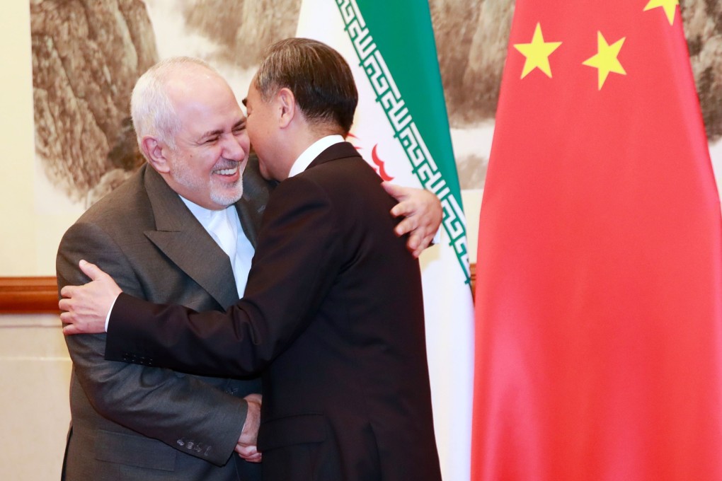 Iranian Foreign Minister Mohammad Javad Zarif meets his Chinese counterpart Wang Yi in Beijing on Monday. Photo: AFP