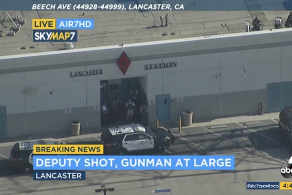 The outside of a Los Angeles County sheriff's station in Lancaster. Photo: KABC-TV via AP