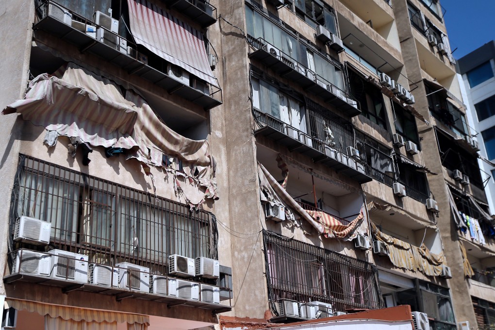 The building that houses the media office of Hezbollah after an alleged attack carried by an Israeli drone in the southern suburb of Beirut, Lebanon on Sunday, Photo: EPA