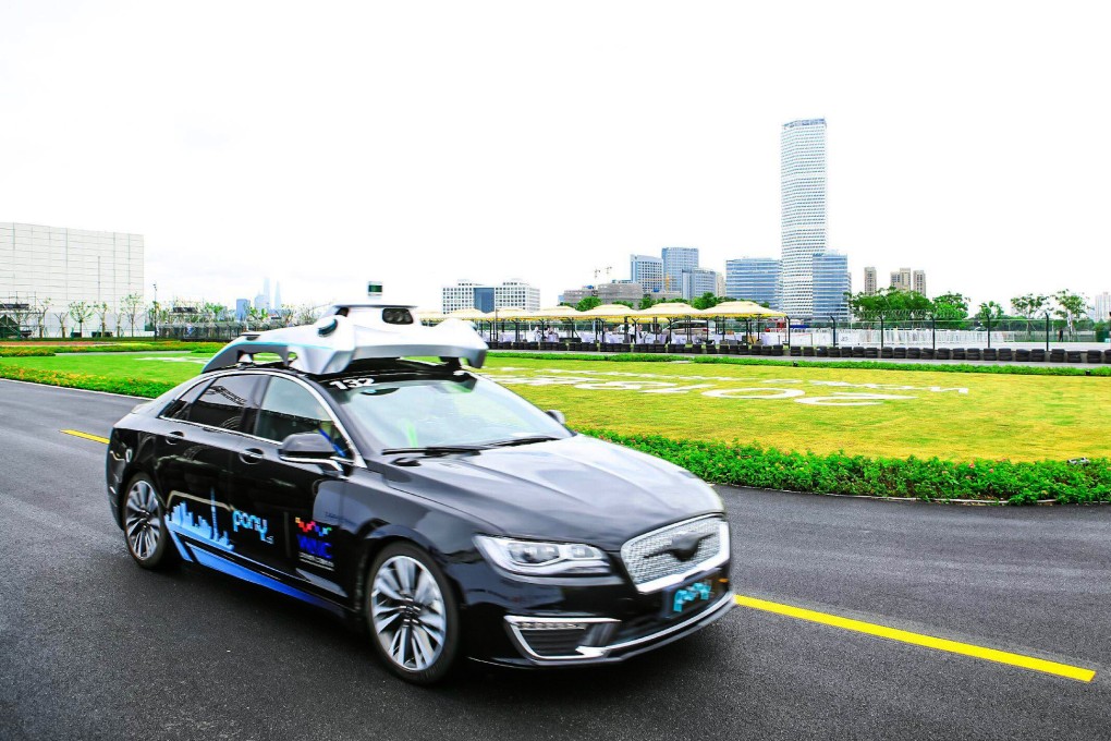 An autonomous car refitted by Pony.ai seen driving itself outside the venue of WAIC. Photo: Handout