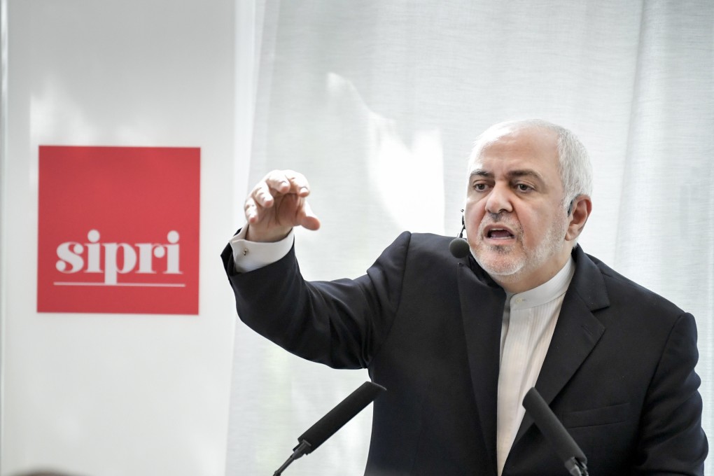 Iranian Foreign Minister Mohammad Javad Zarif holds a lecture at the Stockholm International Peace Research Institute (SIPRI) in Stockholm, Sweden. Photo: EPA