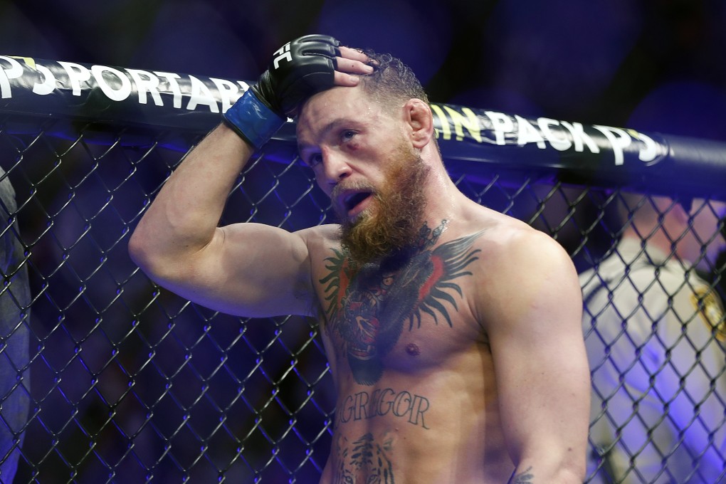 Conor McGregor reacts after losing to Khabib Nurmagomedov in October 2018. Photo: AP