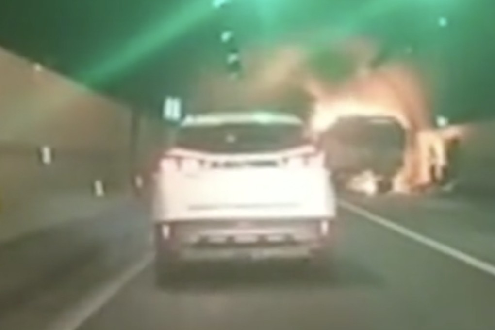 Five people, including a four-year-old boy, were killed and 31 others injured after a truck caught fire in a motorway tunnel in Zhejiang province. Photo: Miaopai