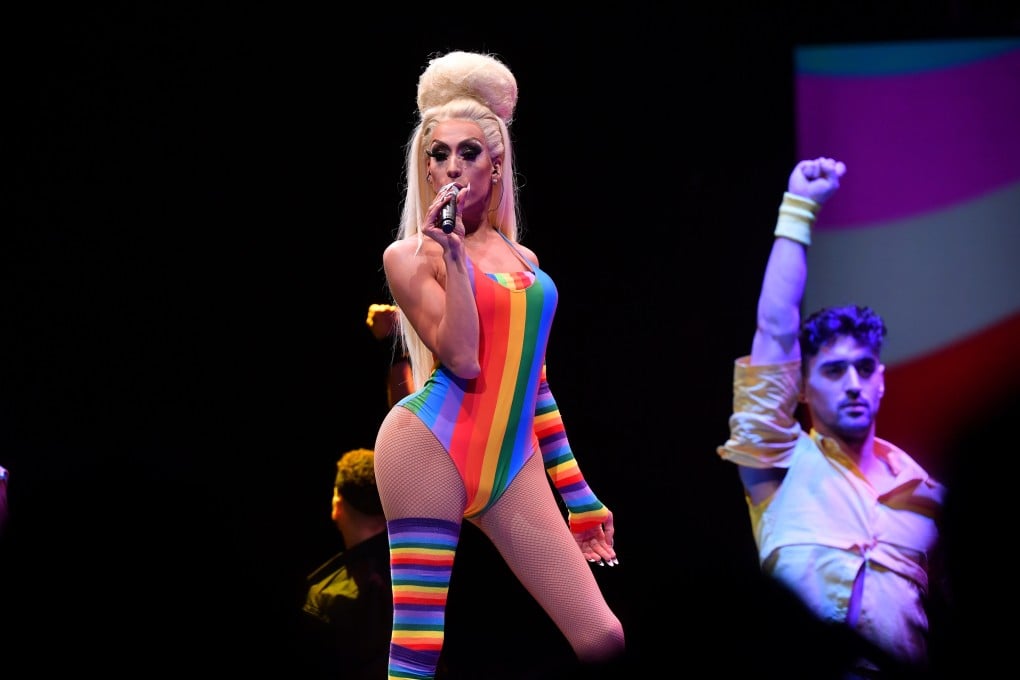 US performer Alaska Thunderf*** performing onstage during the opening ceremony of WorldPride 2019 at the Barclays Centre in Brooklyn, New York, on June 26. Photo: AFP