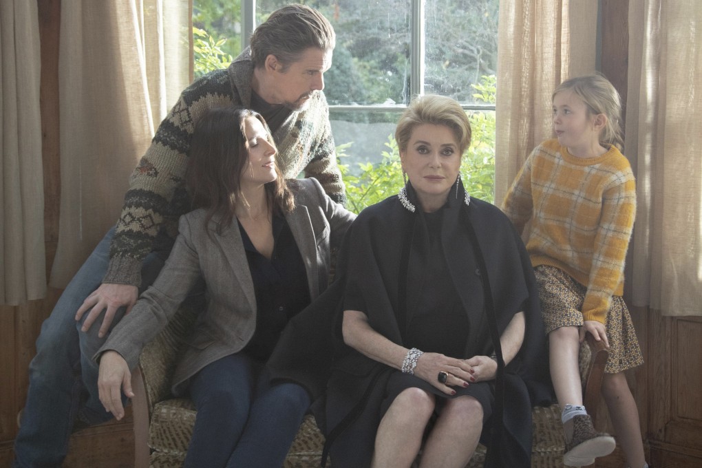 (From left to right) Ethan Hawke, Juliette Binoche and Catherine Deneuve in a scene from The Truth (category: TBC), directed by Hirokazu Koreeda.