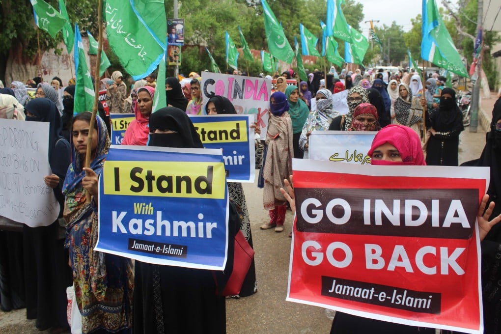 Supporters of Islamic political party Jamat-e-Islami protest against India in Hyderabad. Photo: EPA-EFE