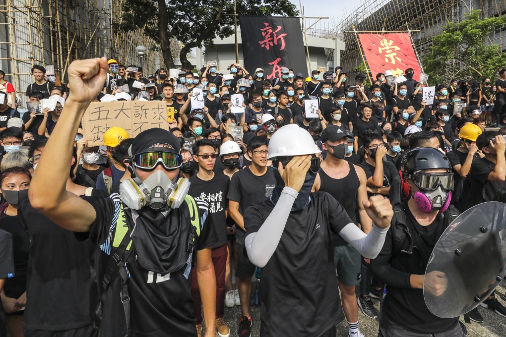 Students at Chinese University call for the government to accept their demands at a rally on the Sha Tin campus. Photo: Dickson Lee