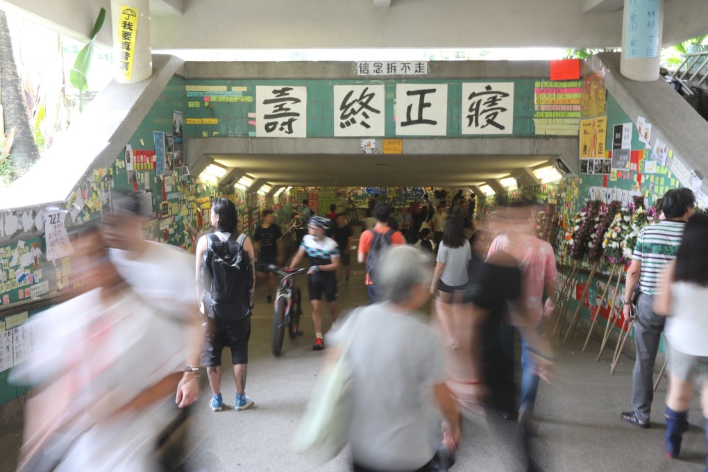 A Lennon Wall display at a pedestrian underpass at Tai Po. Photo: Felix Wong