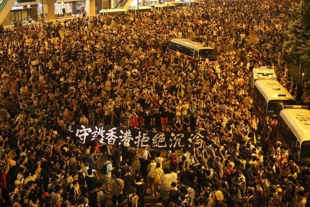 Protesters on Harcourt Road in Admiralty after ‘Occupy Central’ was officially launched in the early morning of September 28, 2014. Photo: Sam Tsang