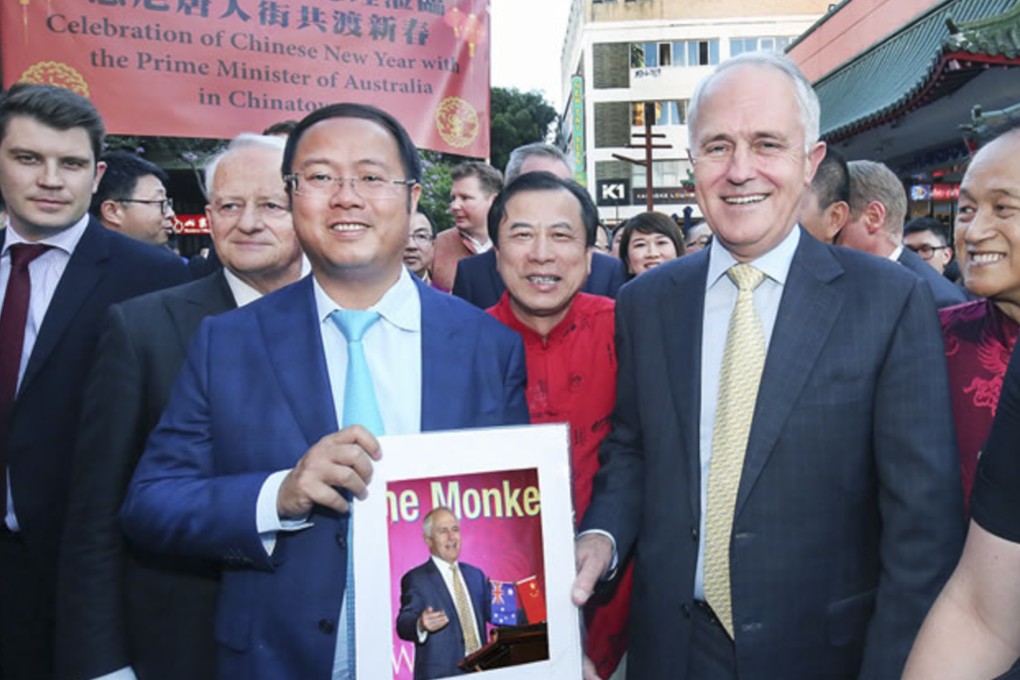 Huang Xiangmo (left) with Malcolm Turnbull at the 2016 Lunar New Year Lantern Festival. Photo: ACPPRC