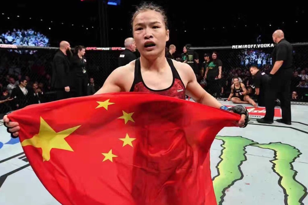 Zhang Weili celebrates after becoming China’s first UFC champion. Photo: Brandon Magnus/Zuffa LLC