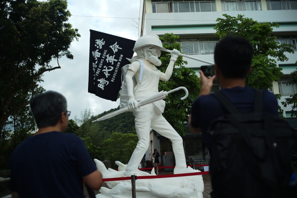 A statue dubbed the Hong Kong’s “Lady Liberty” is unveiled at Chinese University’s Sha Tin campus on August 31. Photo: Warton Li